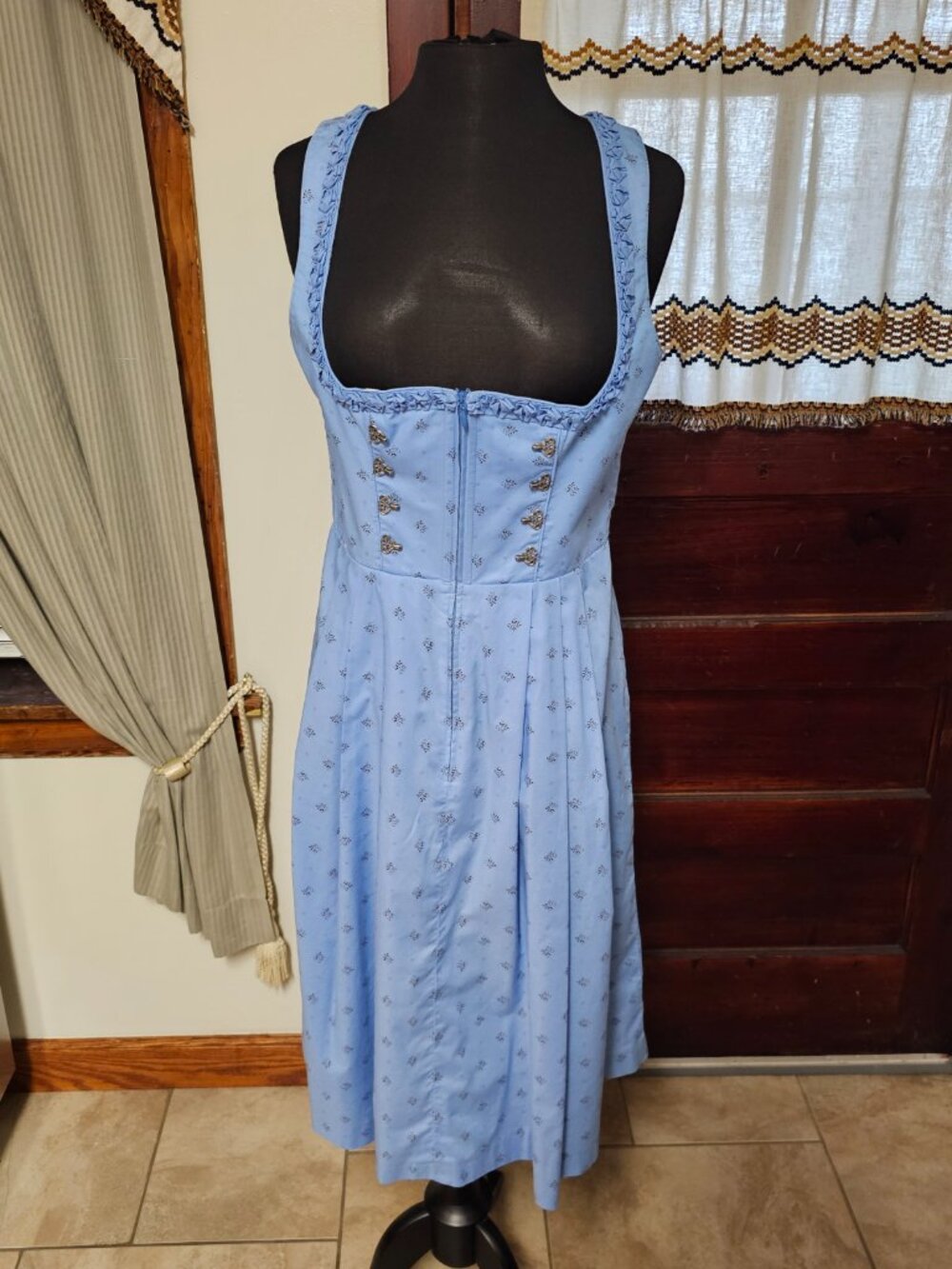 Wenger Blue German Folk Bavarian Dirndl Dress Fest Oktoberfest Size EU 40 / US 8 - Picture 2 of 11